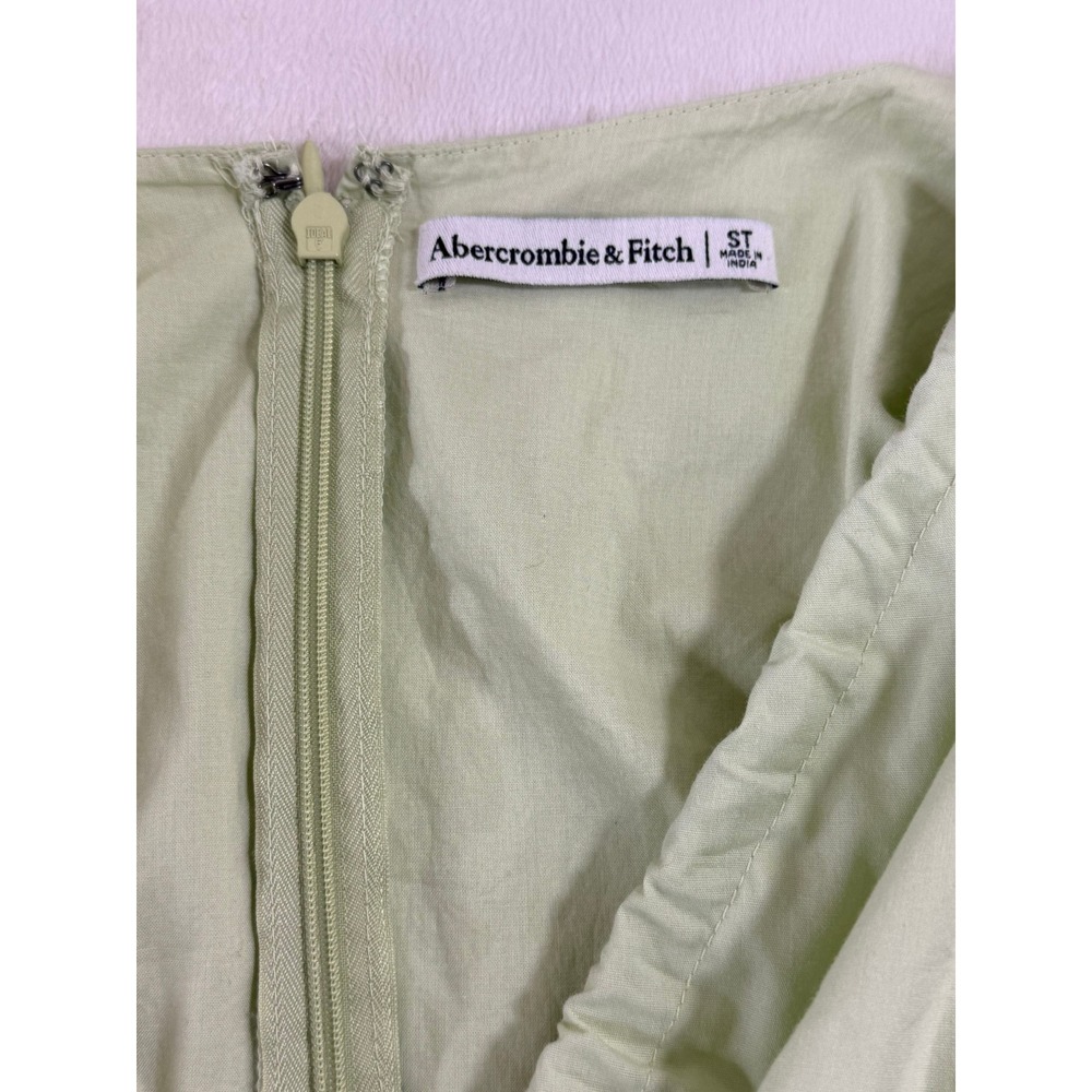 Abercrombie & Fitch Poplin Mini Dress Women ST Green Cottagecore Boho Coastal - Picture 7 of 12